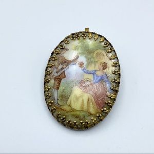 Fragonard Victorian Courting Couple Brooch Pendant